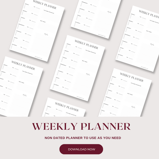 Non Dated Weekly Planner | Printable