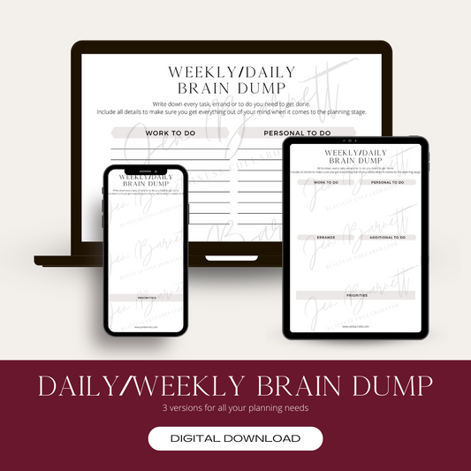 Daily/Weekly Brain Dump Document | DIGITAL DOWNLOAD