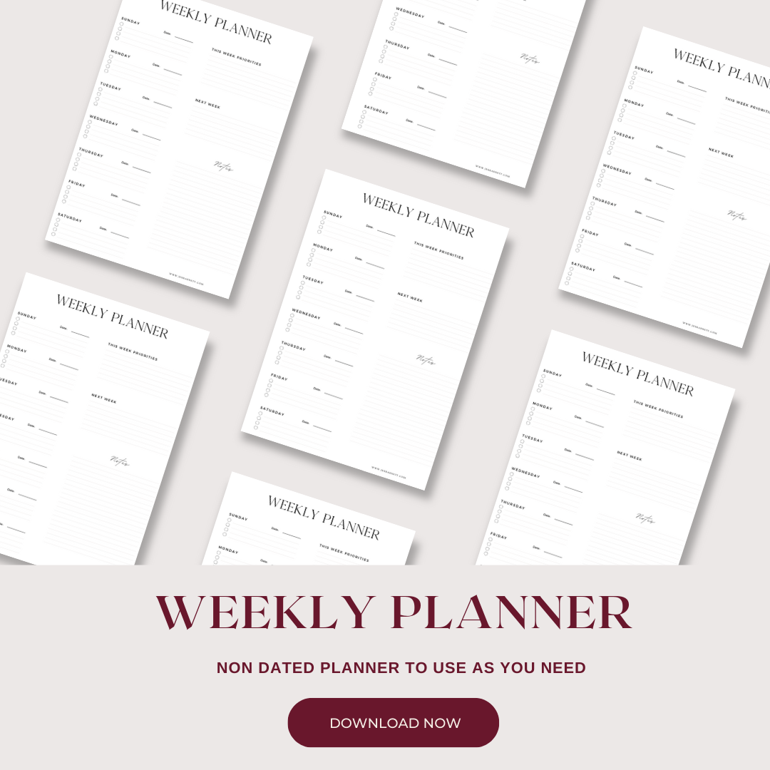 Non Dated Weekly Planner | Printable